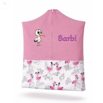   Rózsaszín, flamingós ovis zsák kislánynak egyedi névvel és jellel