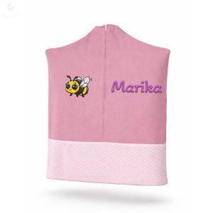 Rózsaszín, rombuszmintás ovis zsák kislánynak egyedi névvel és jellel