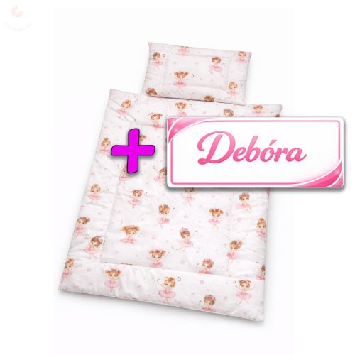 Saját névvel is kérhető, balerinás babaágynemű szett (takaró + párna)