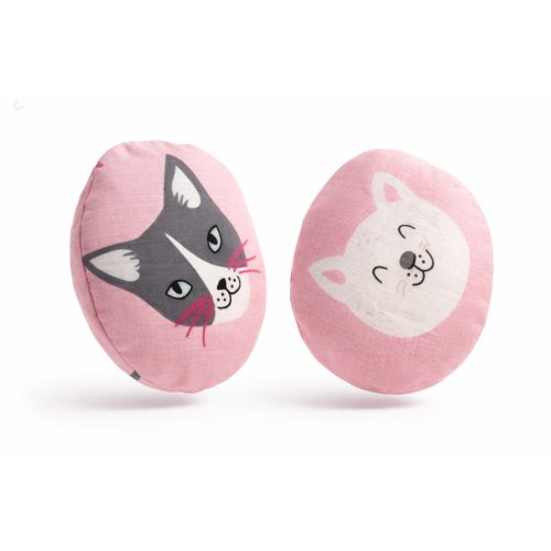 Rózsaszín alapon cicás kézmelegítő zsebpárna búzával és kölessel töltve (kettő a két zsebbe - a kettő ára ennyi)