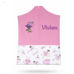   Rózsaszín, karcsú balerinás ovis zsák kislánynak egyedi névvel és jellel