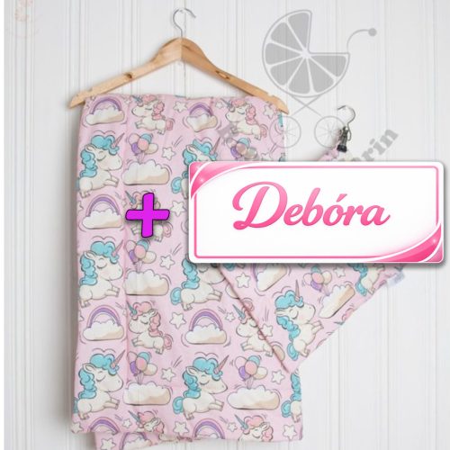 Saját névvel is kérhető, unikornisos gyerekágynemű szett (takaró + párna)